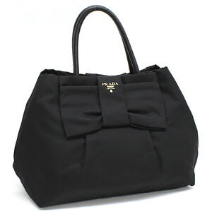 Prada BAULETTO APERTO TESSUTO handbag black nylon